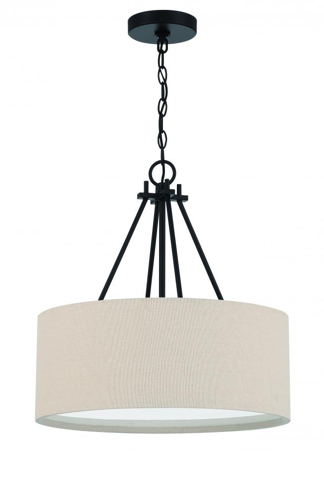 Duke 3 Light 18&#34; Pendant in Flat Black