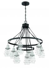 Craftmade 50629-FBBNK - Thatcher 9 Light Chandelier in Flat Black/Brushed Polished Nickel