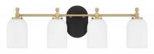 Craftmade 60304-FBSB - Council 4 Light Vanity in Flat Black/Satin Brass