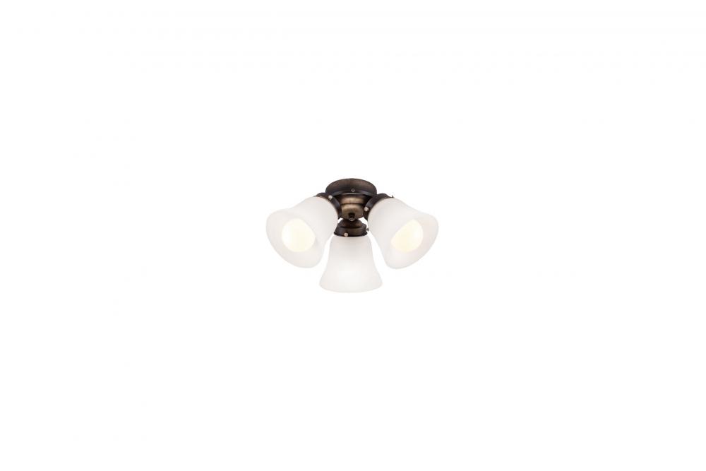 3-Light French Beige White Glass LED