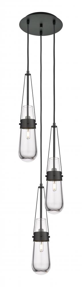 Milan - 3 Light - 12 inch - Matte Black - Multi Pendant