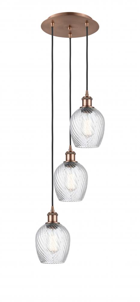 Salina - 3 Light - 12 inch - Antique Copper - Cord Hung - Multi Pendant