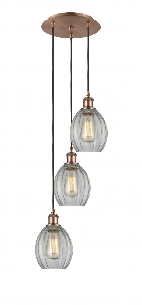 Eaton - 3 Light - 12 inch - Antique Copper - Cord Hung - Multi Pendant