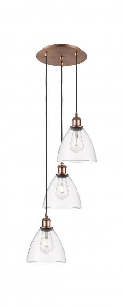 Bristol - 3 Light - 14 inch - Antique Copper - Cord Hung - Multi Pendant