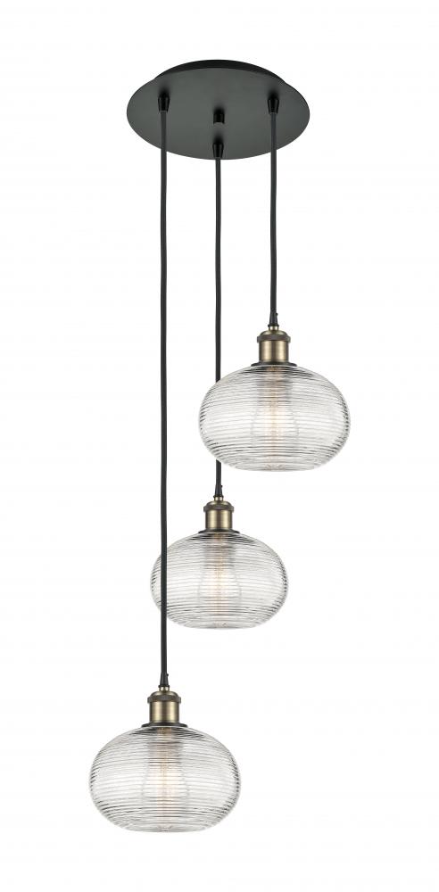 Ithaca - 3 Light - 15 inch - Black Antique Brass - Cord Hung - Multi Pendant