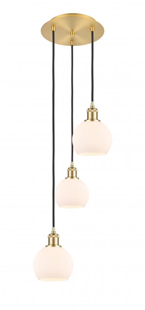 Athens - 3 Light - 12 inch - Satin Gold - Cord Hung - Multi Pendant