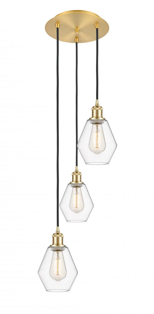 Cindyrella - 3 Light - 13 inch - Satin Gold - Cord Hung - Multi Pendant