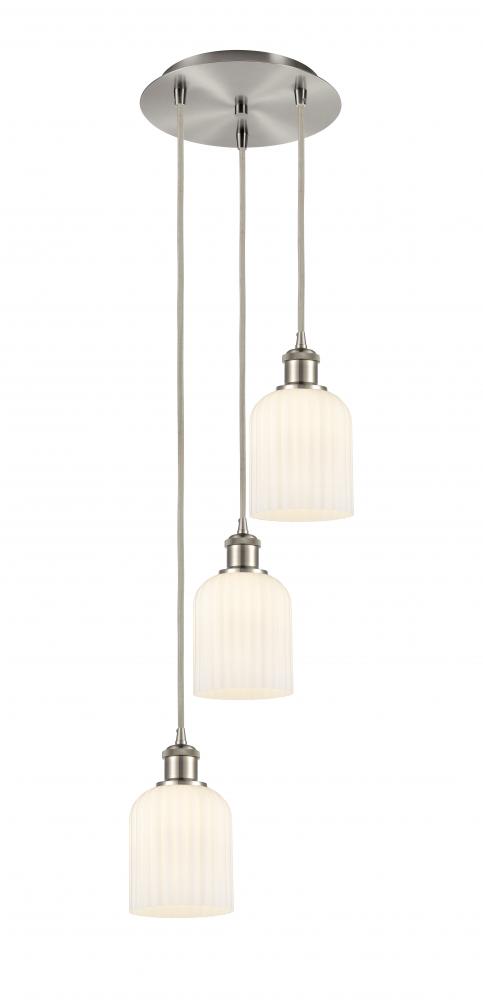 Bridal Veil - 3 Light - 12 inch - Brushed Satin Nickel - Cord Hung - Multi Pendant