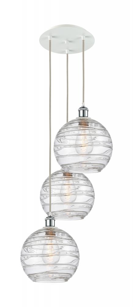 Athens Deco Swirl - 3 Light - 17 inch - White Polished Chrome - Cord Hung - Multi Pendant