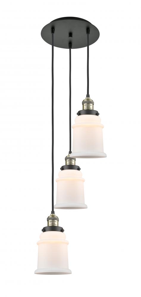 Canton - 3 Light - 13 inch - Black Antique Brass - Cord hung - Multi Pendant