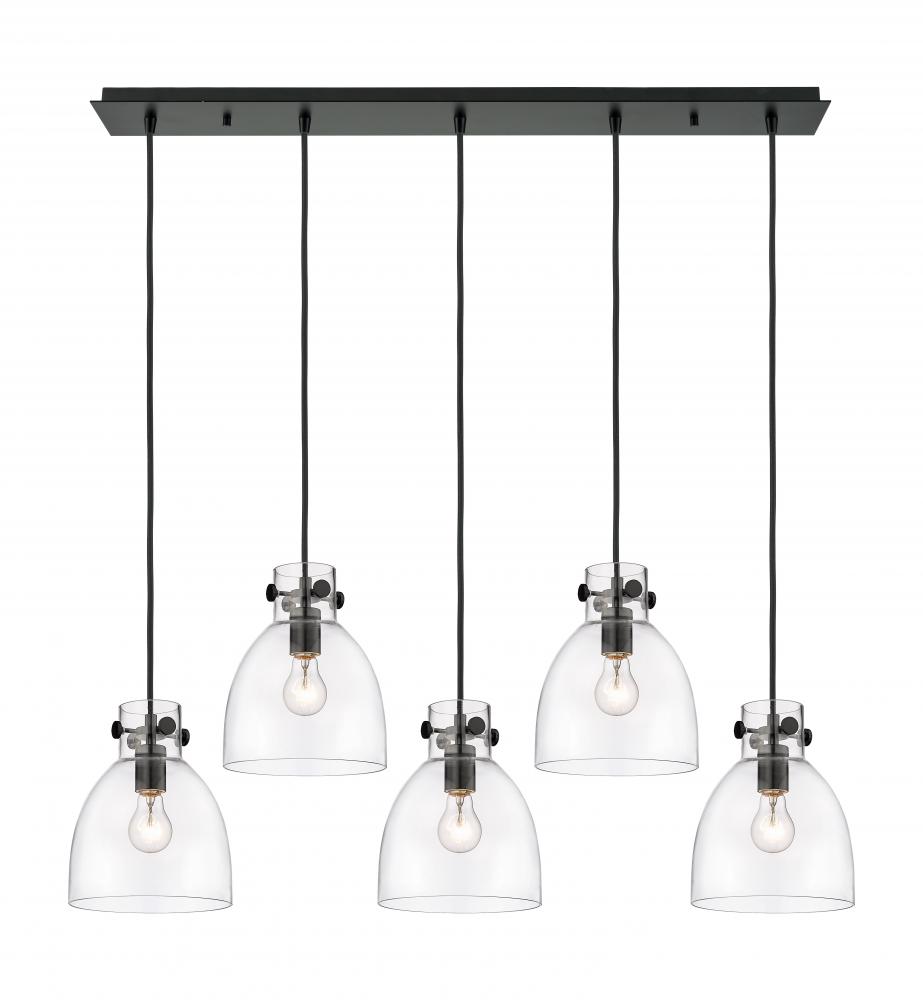 Newton Bell - 5 Light - 40 inch - Matte Black - Linear Pendant