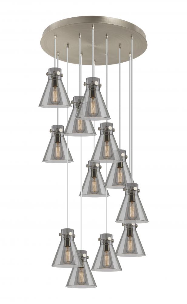 Newton Cone - 12 Light - 27 inch - Brushed Satin Nickel - Multi Pendant