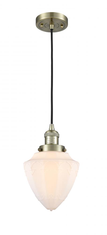 Bullet - 1 Light - 7 inch - Antique Brass - Cord hung - Mini Pendant