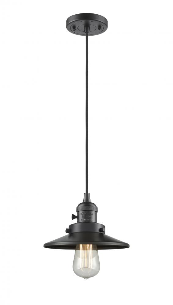 Railroad - 1 Light - 8 inch - Oil Rubbed Bronze - Cord hung - Mini Pendant