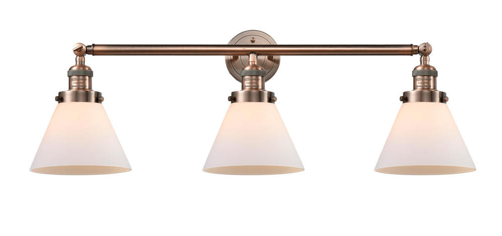 Cone - 3 Light - 32 inch - Antique Copper - Bath Vanity Light