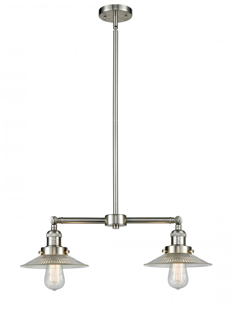 Halophane - 2 Light - 21 inch - Brushed Satin Nickel - Stem Hung - Island Light