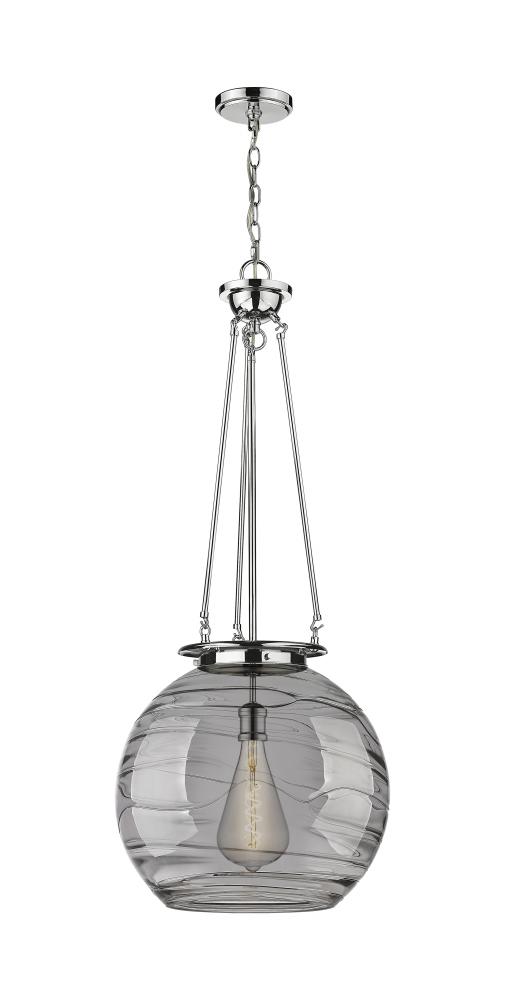 Athens Deco Swirl - 1 Light - 18 inch - Polished Chrome - Chain Hung - Pendant