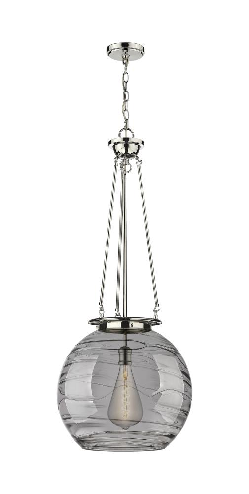 Athens Deco Swirl - 1 Light - 18 inch - Polished Nickel - Chain Hung - Pendant