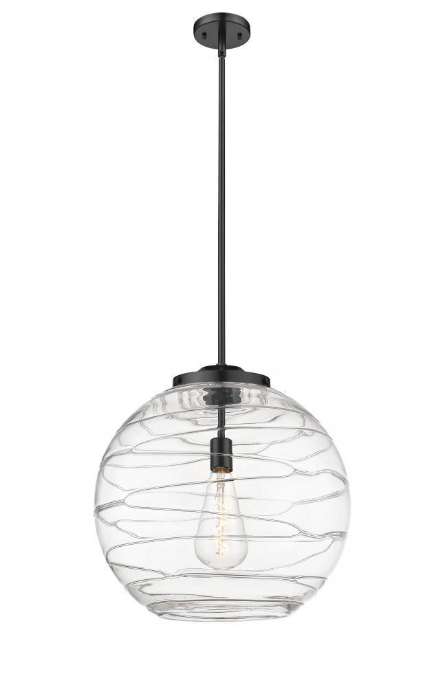 Athens Deco Swirl - 1 Light - 18 inch - Matte Black - Cord hung - Pendant