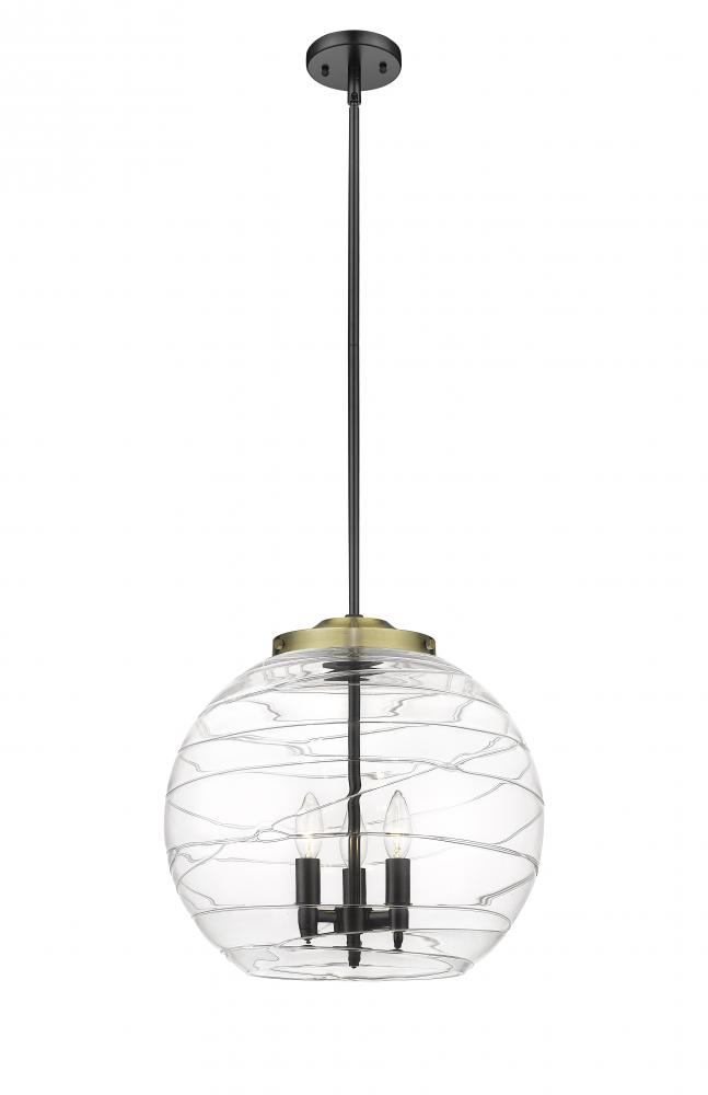 Athens Deco Swirl - 3 Light - 16 inch - Black Antique Brass - Cord hung - Pendant