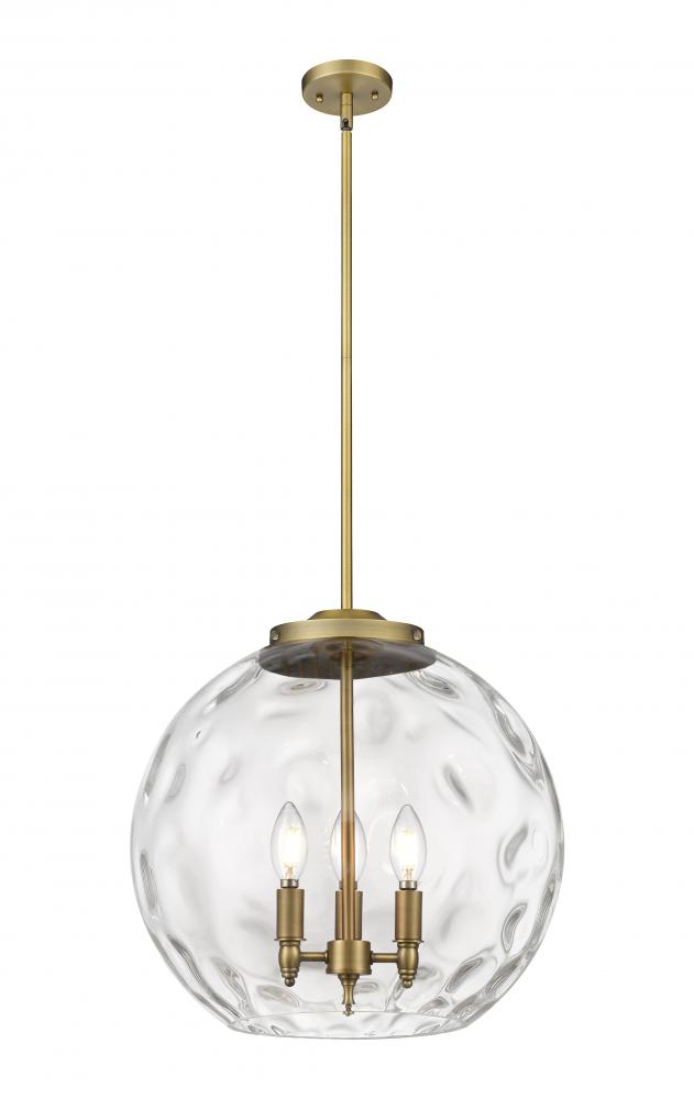 Athens Water Glass - 3 Light - 16 inch - Brushed Brass - Cord hung - Pendant