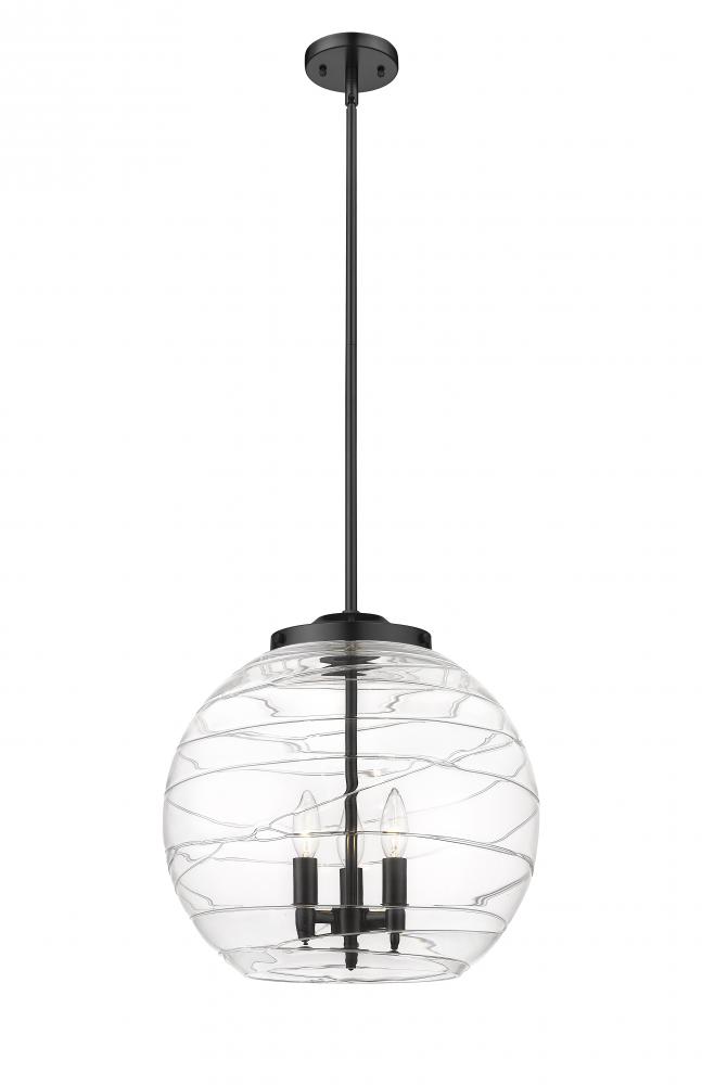 Athens Deco Swirl - 3 Light - 16 inch - Matte Black - Cord hung - Pendant