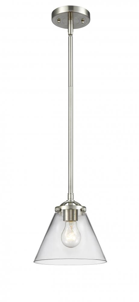 Cone - 1 Light - 8 inch - Brushed Satin Nickel - Cord hung - Mini Pendant