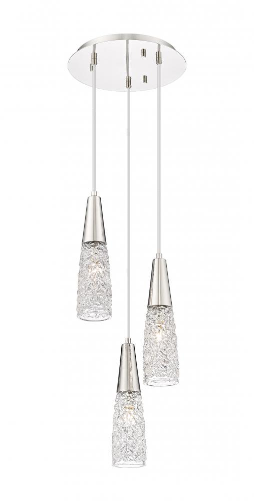 Amherst Brook - 3 Light - 10 inch - Polished Nickel - Cord Hung - Multi Pendant