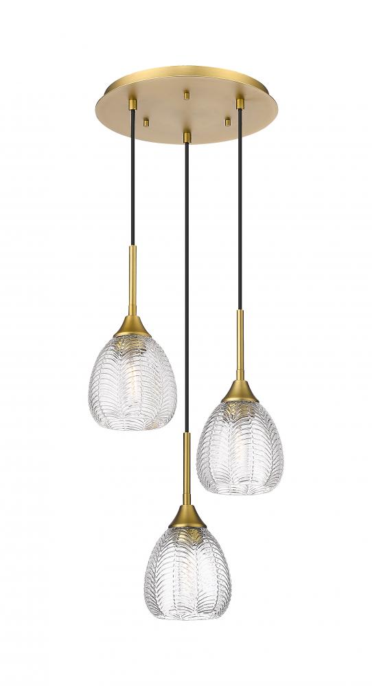 Berkshire - 3 Light - 13 inch - Brushed Brass - Cord Hung - Multi Pendant