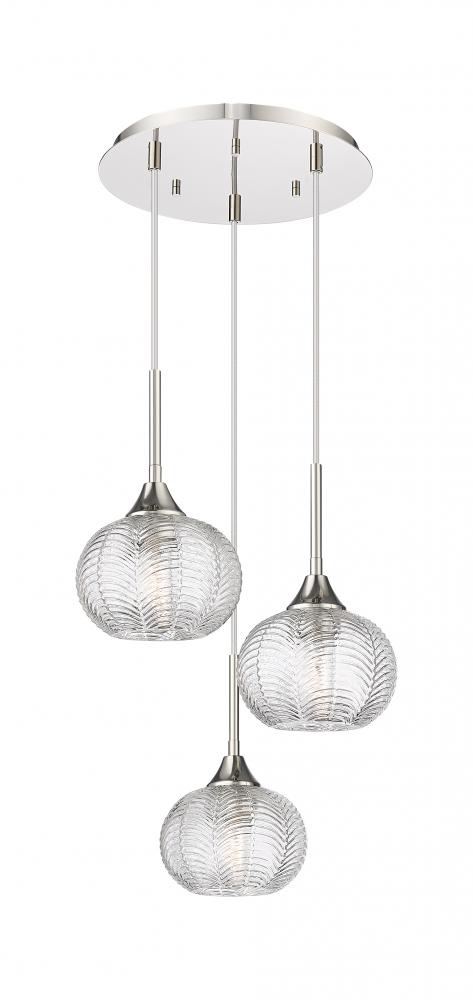 Berkshire - 3 Light - 15 inch - Polished Nickel - Cord Hung - Multi Pendant