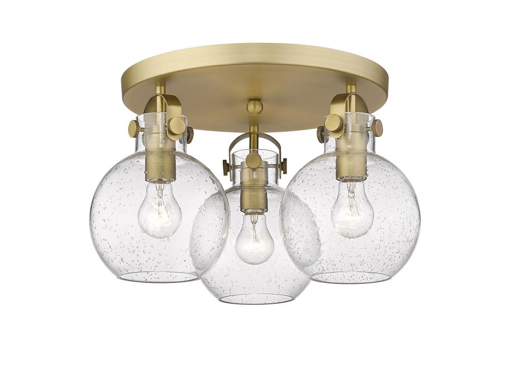 Newton Sphere - 3 Light - 18 inch - Brushed Brass - Flush Mount