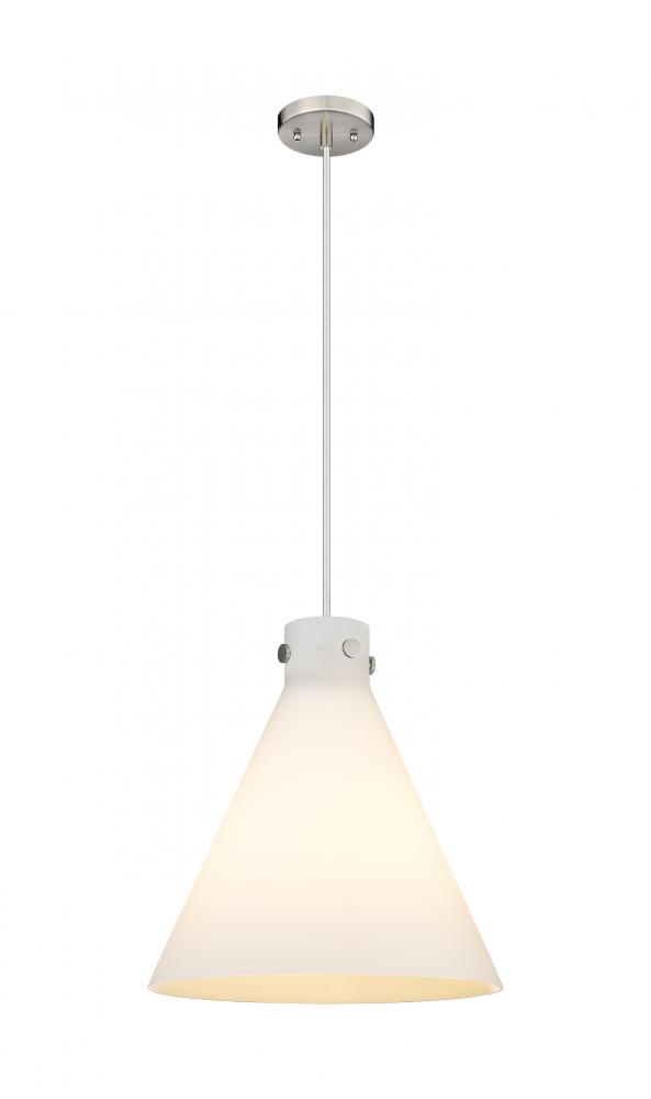 Newton Cone - 3 Light - 16 inch - Satin Nickel - Cord hung - Pendant