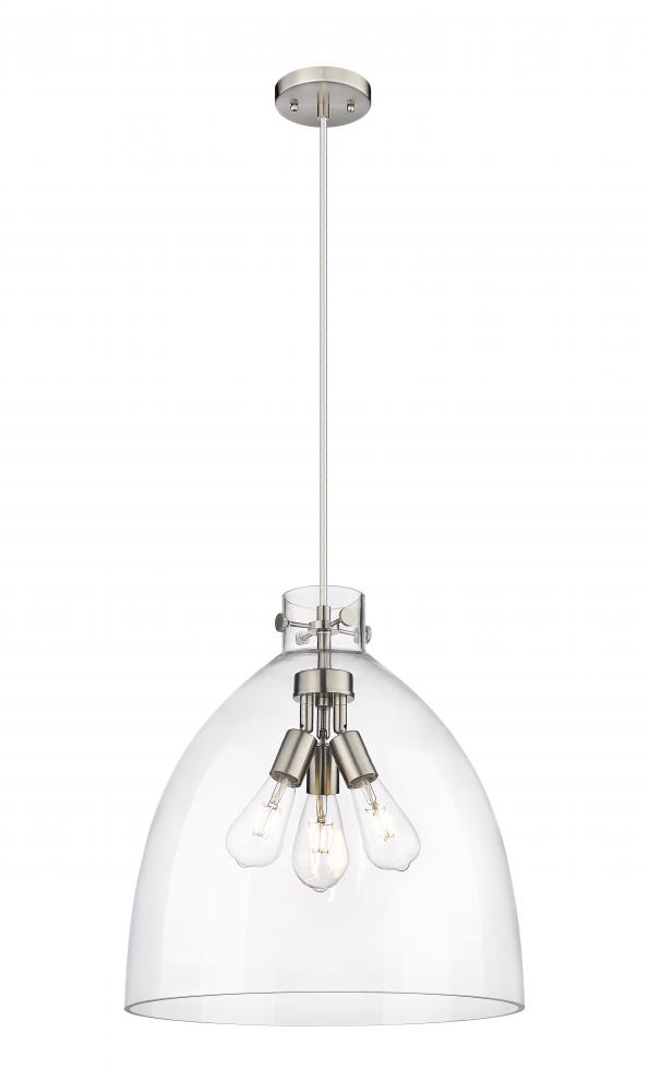 Newton Bell - 3 Light - 18 inch - Satin Nickel - Cord hung - Pendant