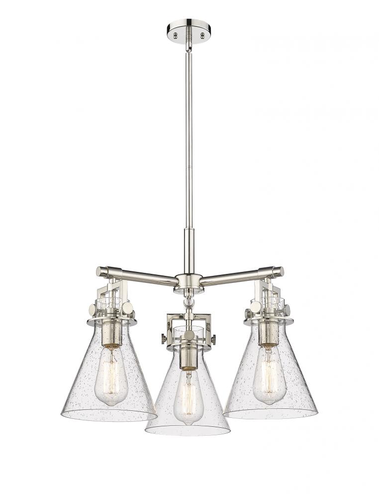 Newton Cone - 3 Light - 21 inch - Polished Nickel - Pendant