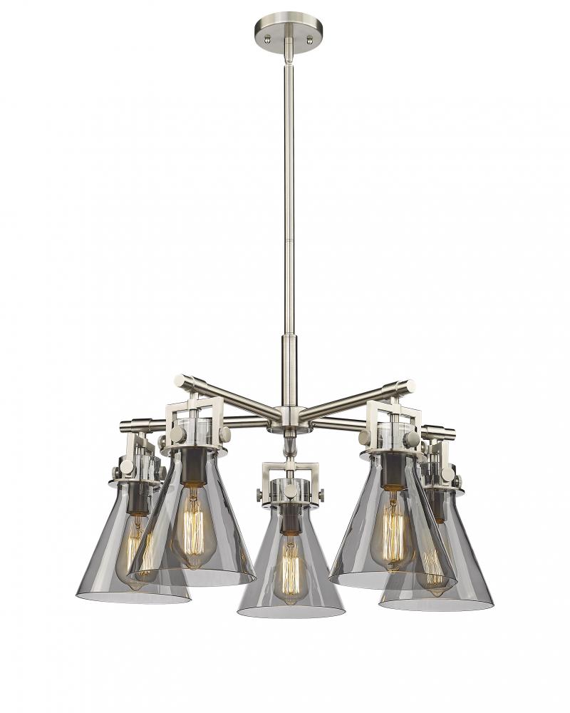 Newton Cone - 5 Light - 26 inch - Satin Nickel - Chandelier