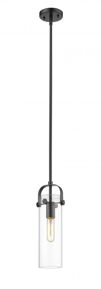 Pilaster - 1 Light - 12 inch Long Glass - Matte Black - Stem hung - Mini Pendant