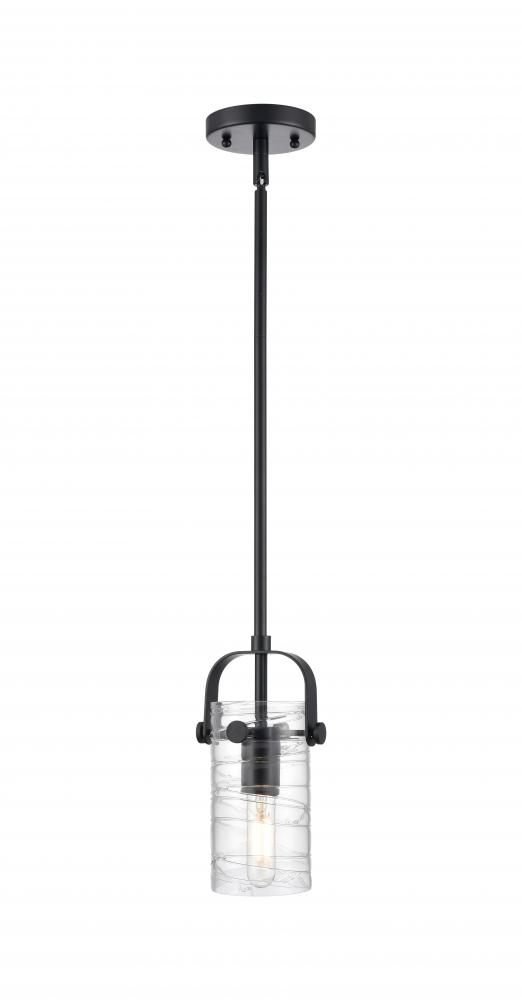 Pilaster II Cylinder - 1 Light - 7 inch Long Glass - Matte Black - Pendant