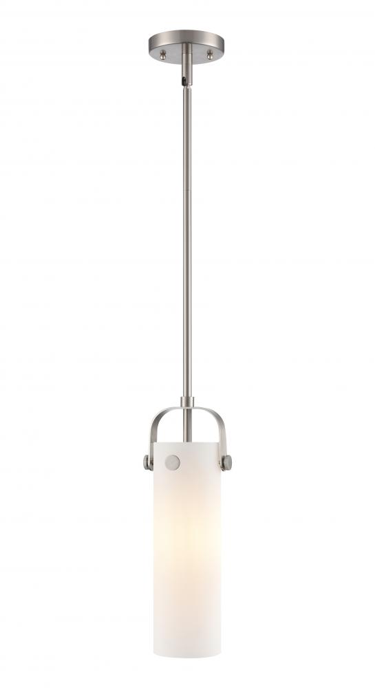 Pilaster II Cylinder - 1 Light - 12 inch Long Glass - Satin Nickel - Pendant