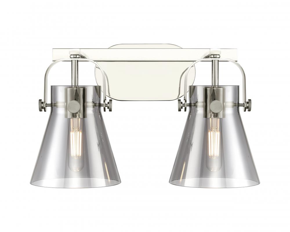 Pilaster II Cone - 2 Light - 17 inch - Polished Nickel - Bath Vanity Light