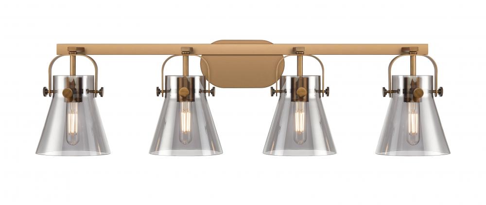 Pilaster II Cone - 4 Light - 37 inch - Brushed Brass - Bath Vanity Light