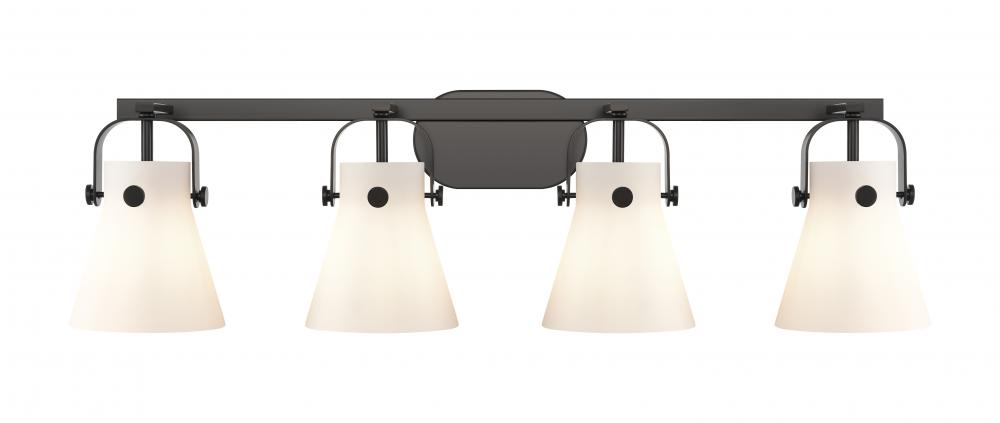 Pilaster II Cone - 4 Light - 37 inch - Matte Black - Bath Vanity Light