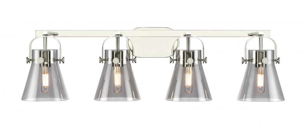 Pilaster II Cone - 4 Light - 37 inch - Polished Nickel - Bath Vanity Light