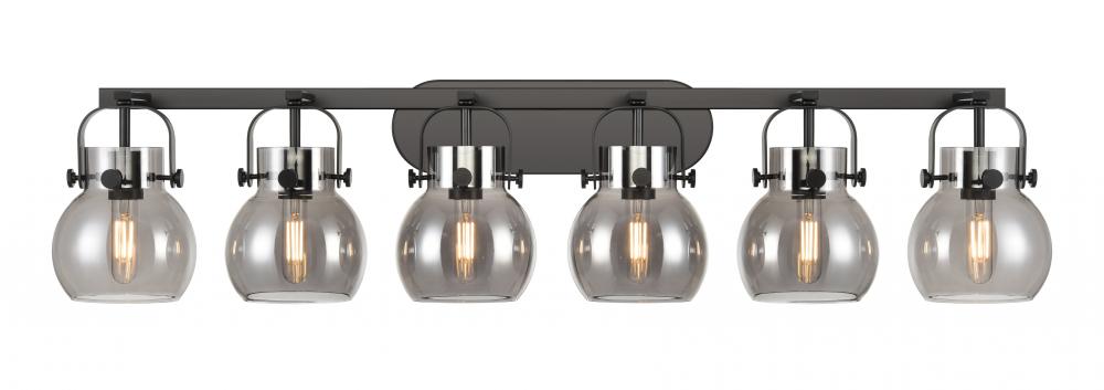 Pilaster II Sphere - 6 Light - 46 inch - Matte Black - Bath Vanity Light