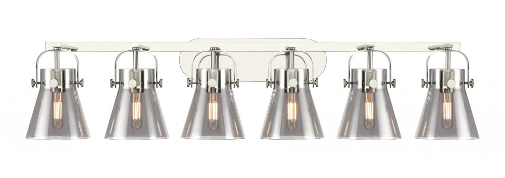 Pilaster II Cone - 6 Light - 46 inch - Polished Nickel - Bath Vanity Light