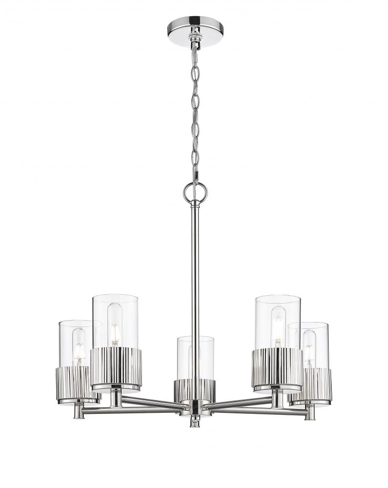 Bolivar - 5 Light - 25 inch - Polished Nickel - Chain Hung - Chandelier