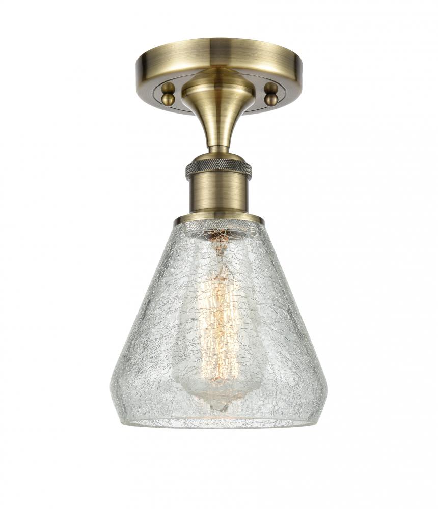 Conesus - 1 Light - 6 inch - Antique Brass - Semi-Flush Mount