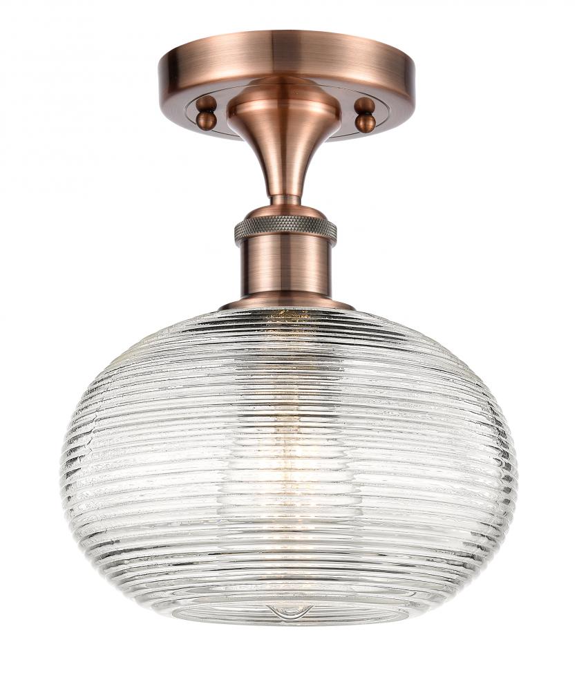 Ithaca - 1 Light - 8 inch - Antique Copper - Semi-Flush Mount