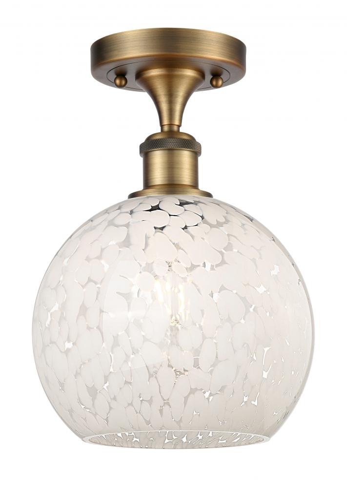 White Mouchette - 1 Light - 8 inch - Brushed Brass - Semi-Flush Mount