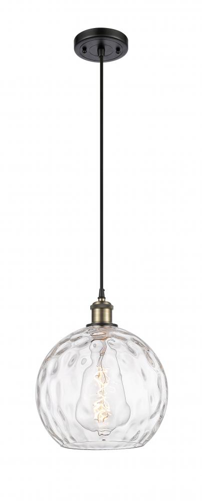 Athens Water Glass - 1 Light - 10 inch - Black Antique Brass - Cord hung - Mini Pendant