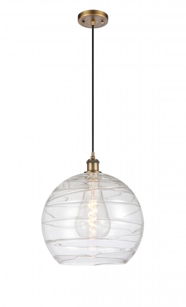 Athens Deco Swirl - 1 Light - 14 inch - Brushed Brass - Cord hung - Pendant